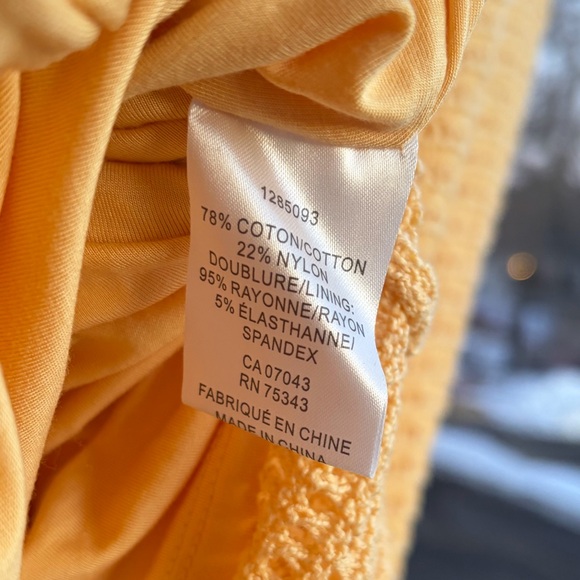 🆕 🌼 Rachel Zoe Yellow Crochet Knit Midi Skirt Lined Size M Casual Vacation Chic - Picture 11 of 13